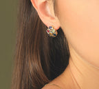 Aretes circonias colores 14K