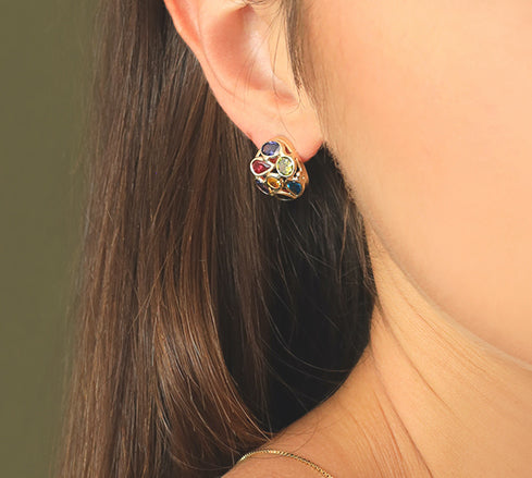 Aretes circonias colores 14K