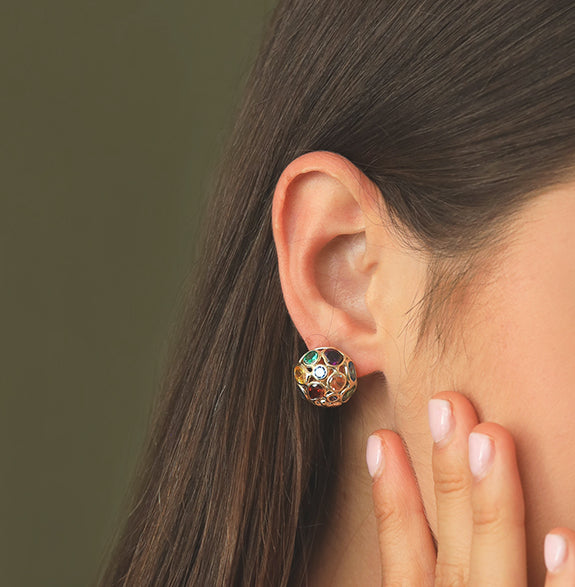 Aretes circonias colores 14K
