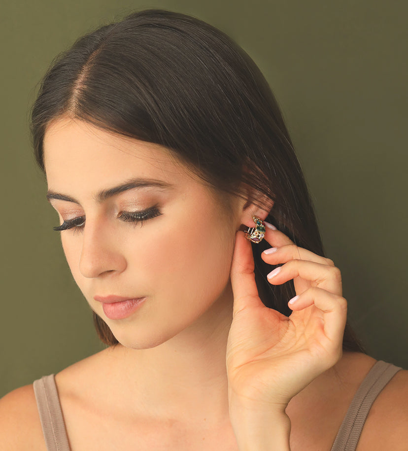 Arracadas chuecas circonias colores 14K