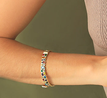 Pulsera aro circonias colores 14K