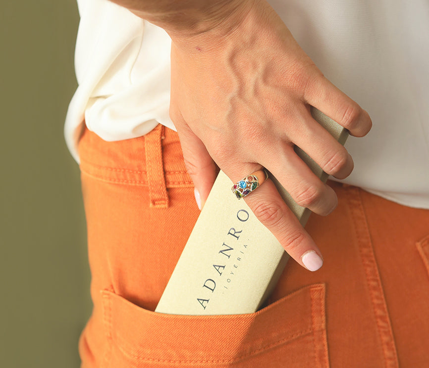 Anillo circonias colores 14K