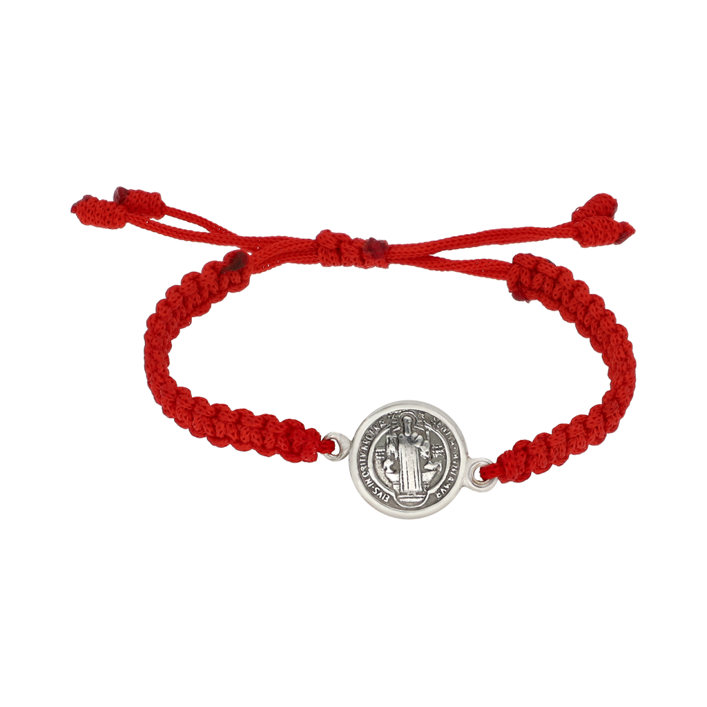 Pulsera hilo rojo San Benito plata