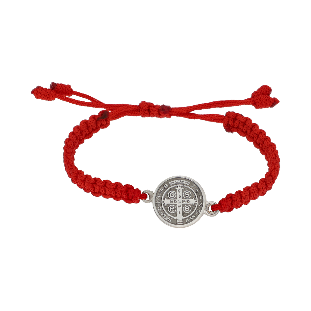 Pulsera hilo rojo San Benito plata