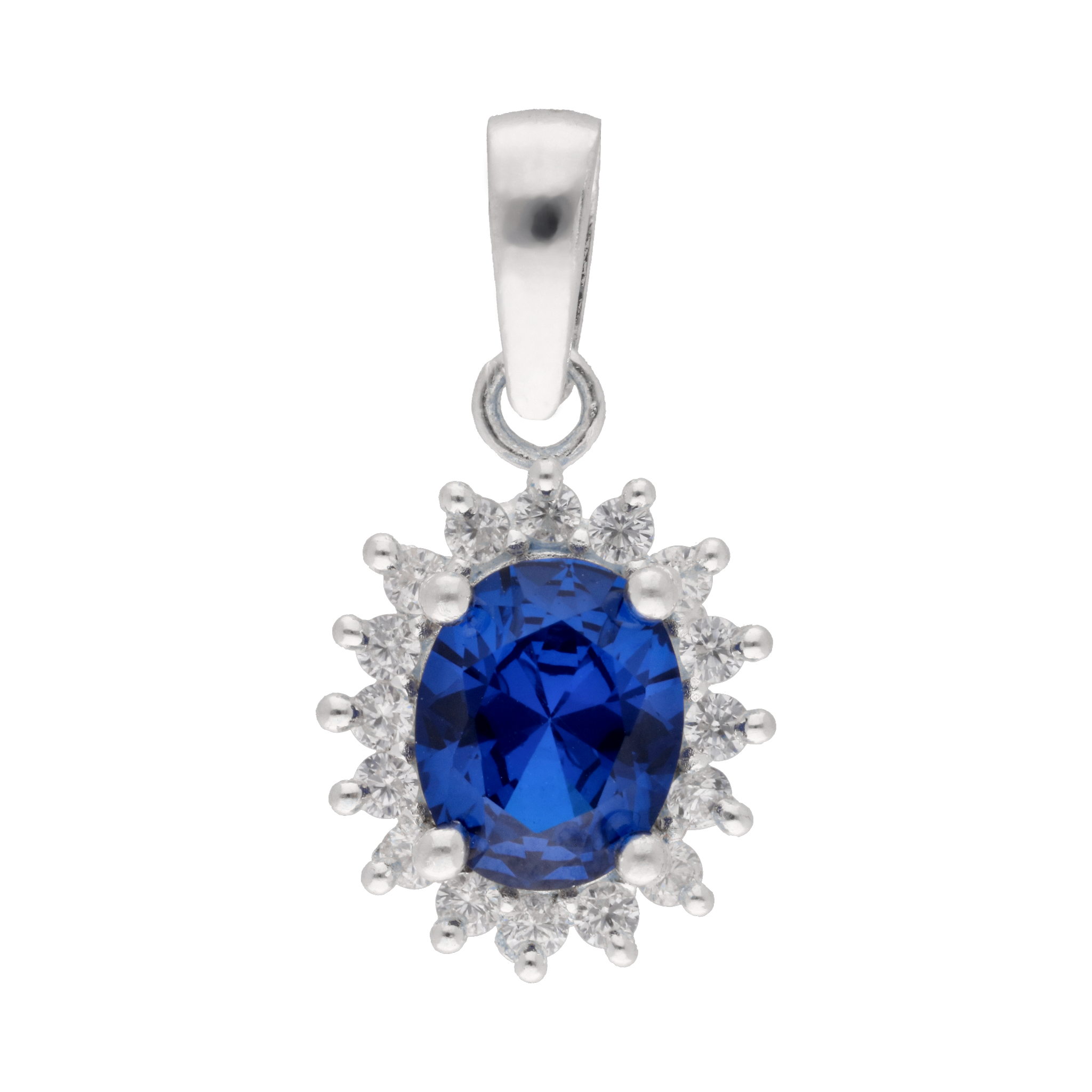 Dije circonia azul plata