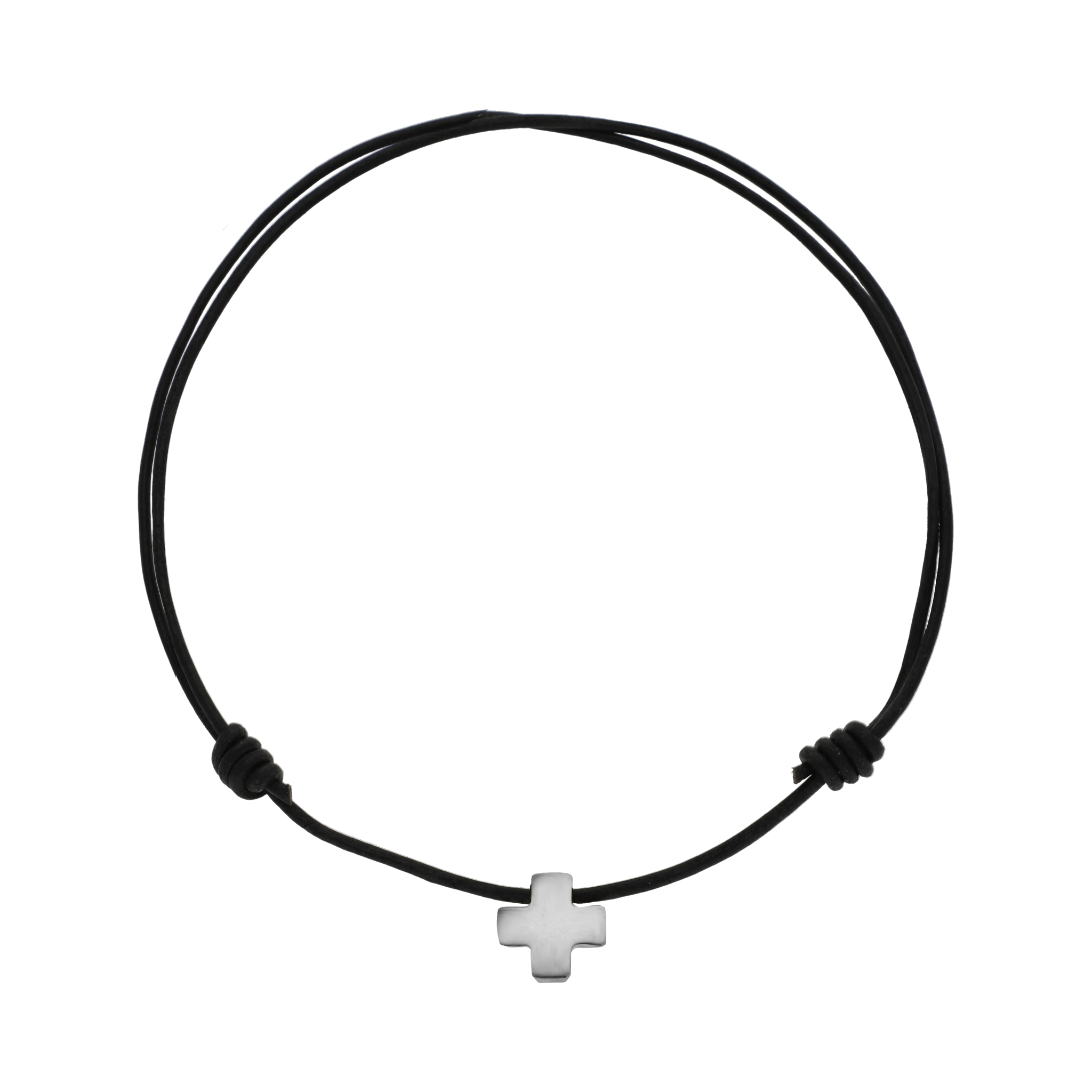 Cuero cruz roja plata