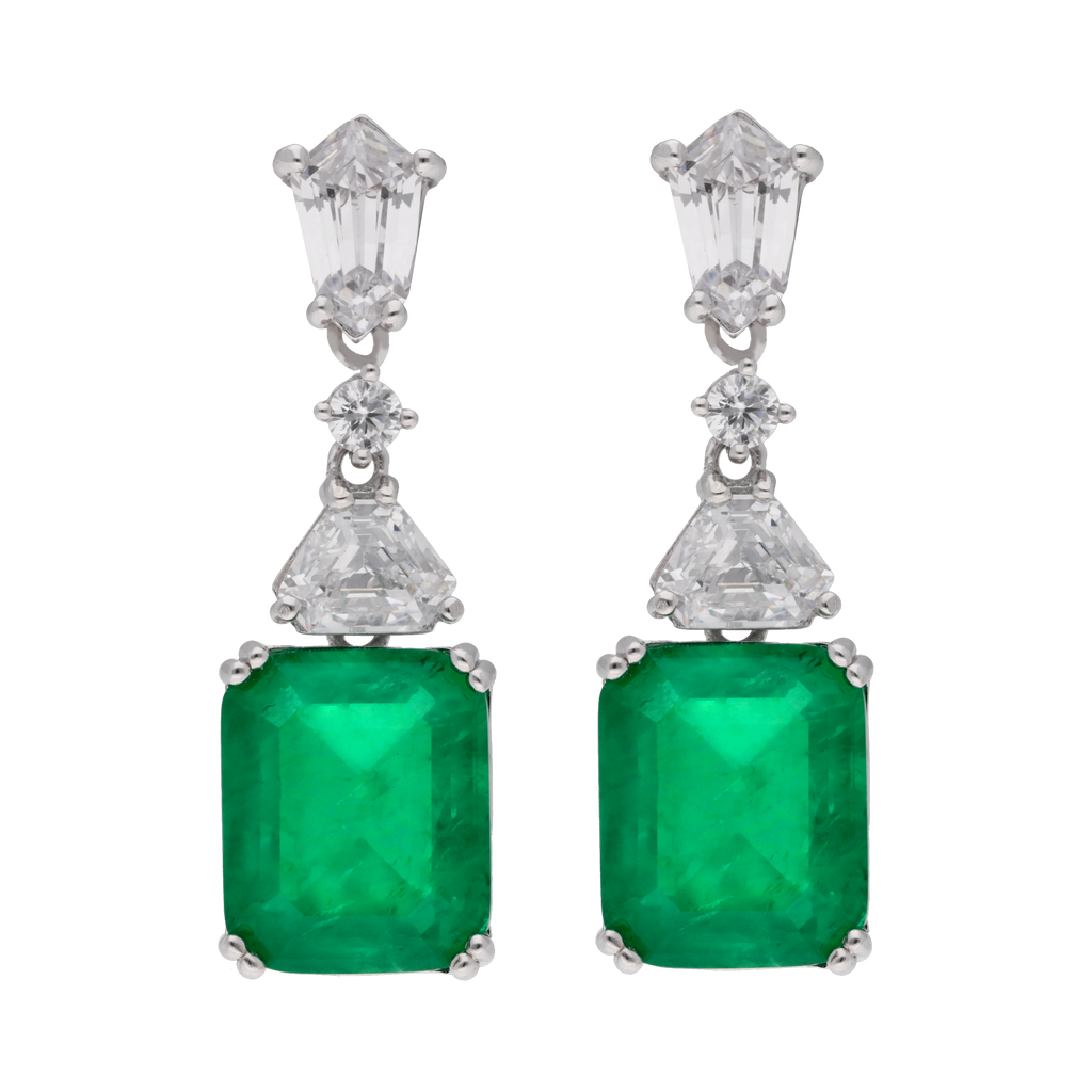 Aretes largos circonia verde