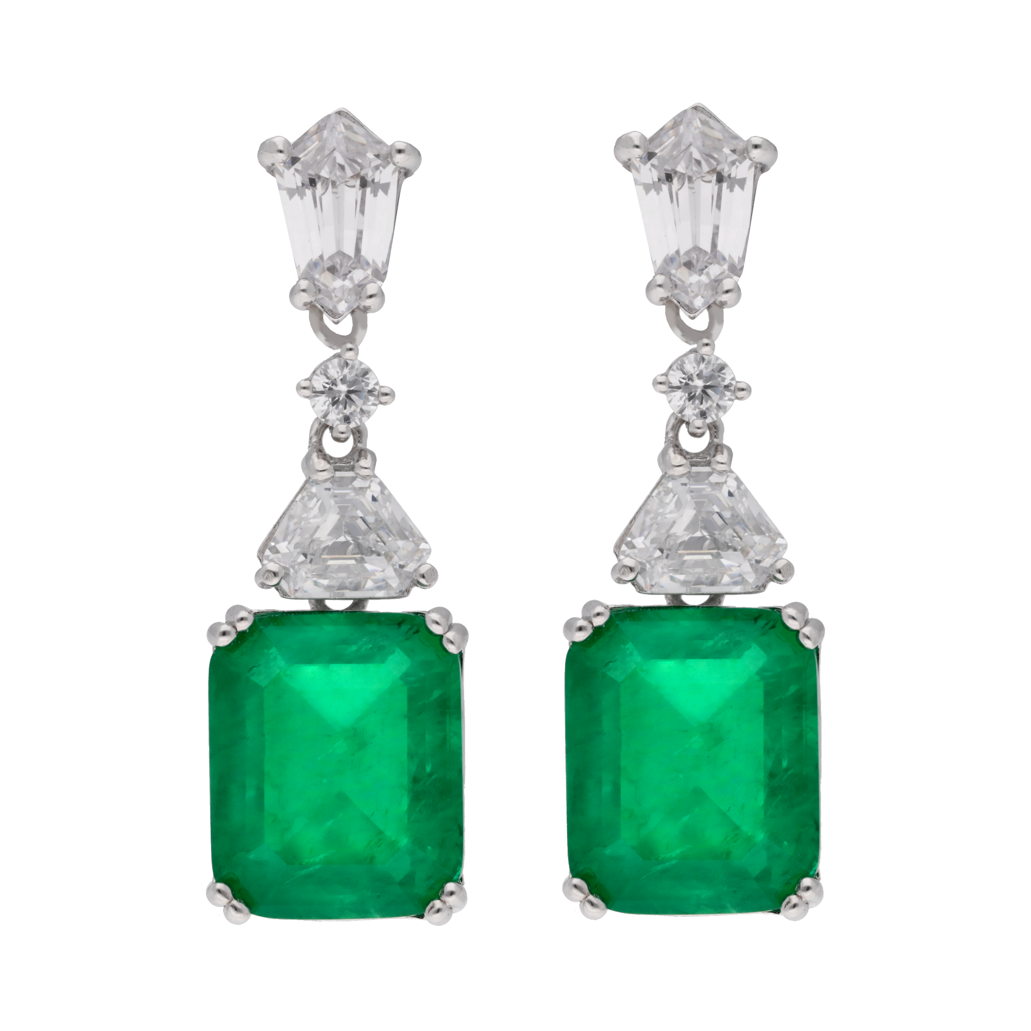 Aretes largos circonia verde