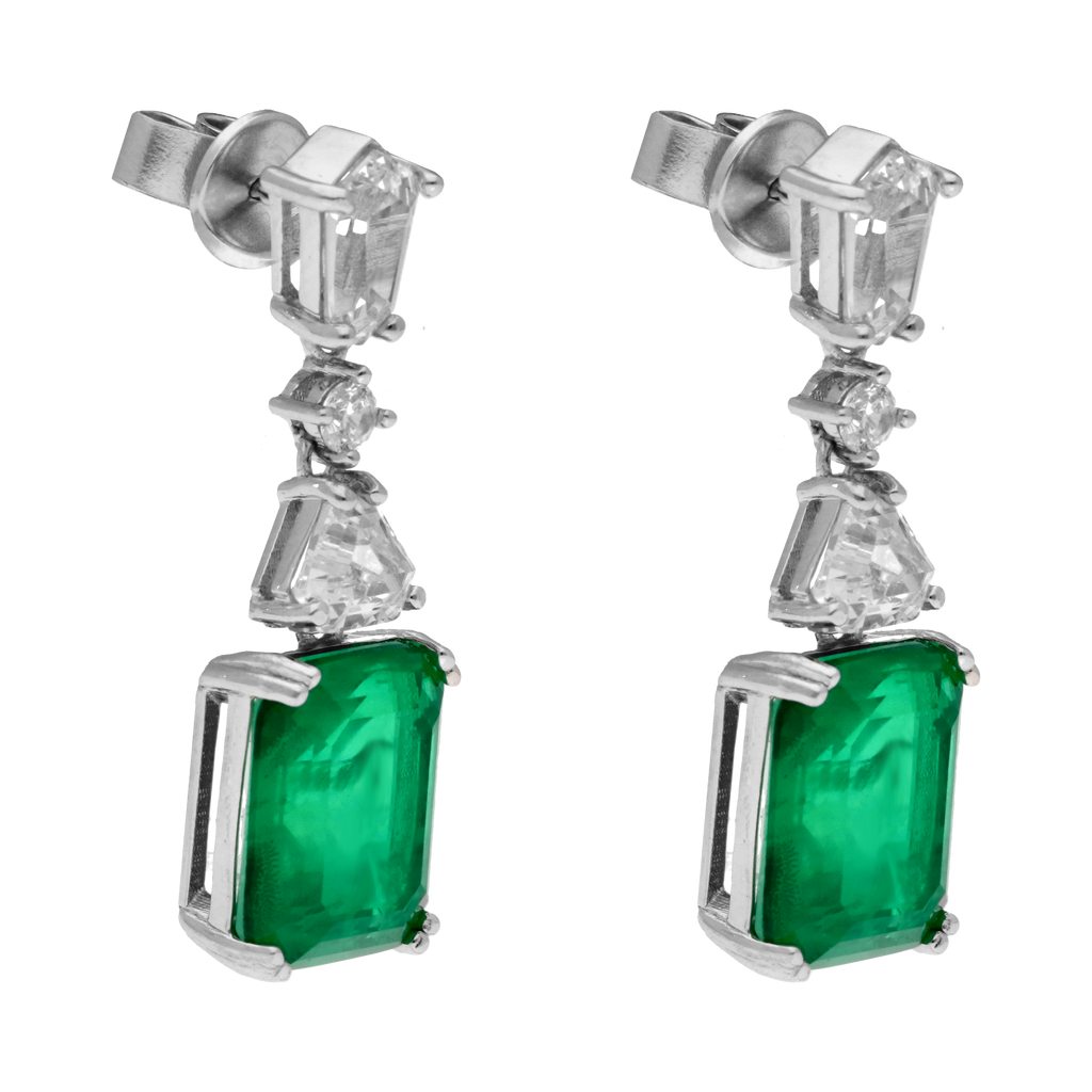 Aretes largos circonia verde