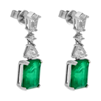 Aretes largos circonia verde