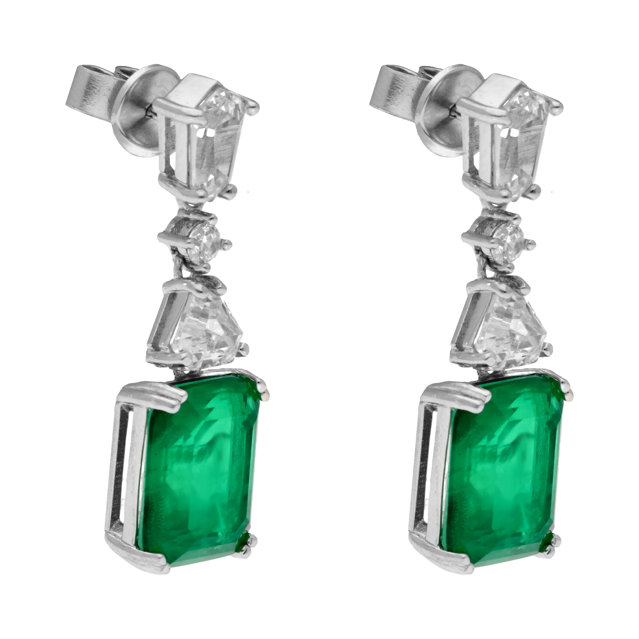 Aretes largos circonia verde