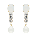 Aretes largo cristales y perla oval