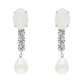 Aretes largo cristales y perla oval