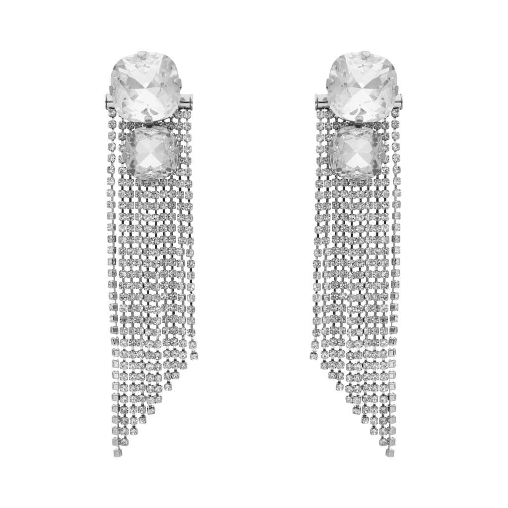 Aretes largos cortina con cristales