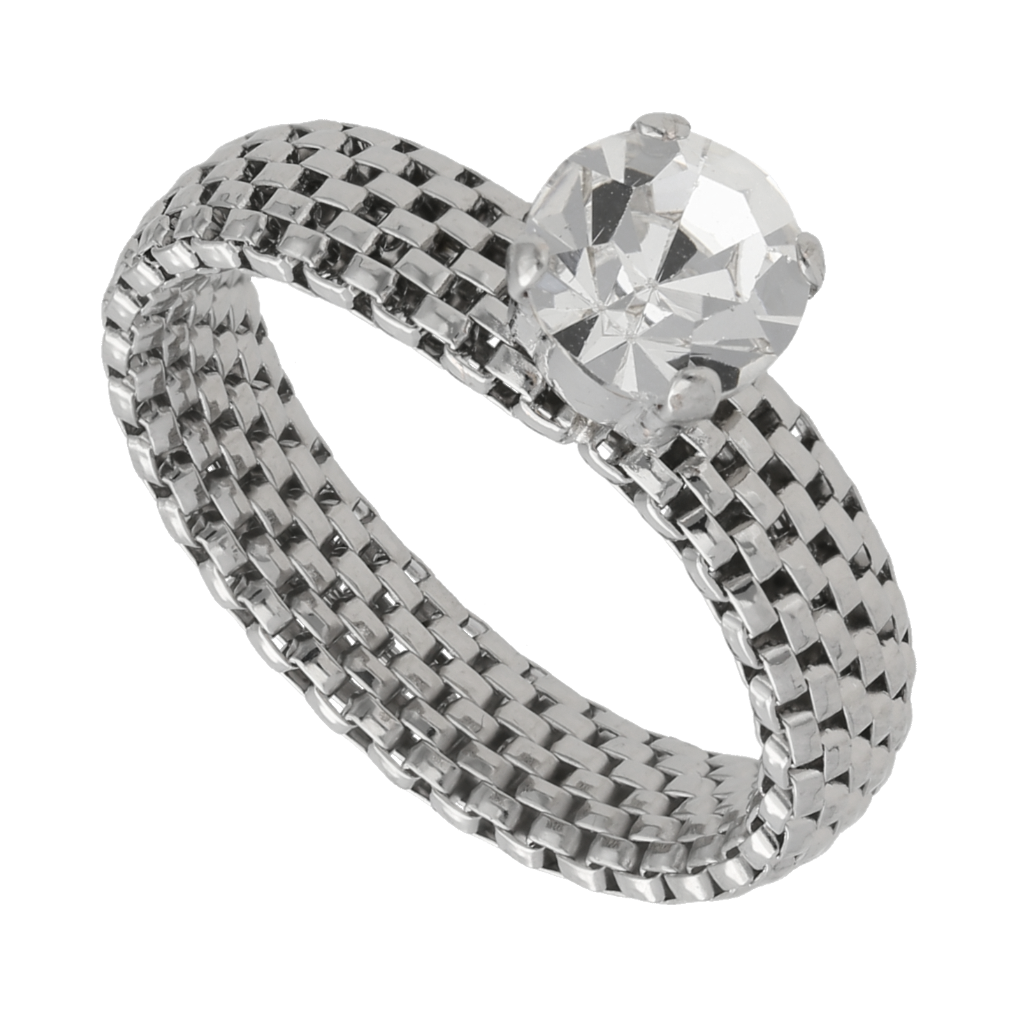 Anillo solitario cristal malla