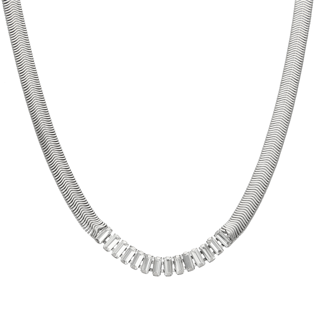 Collar tejido serpiente cristales baguettes
