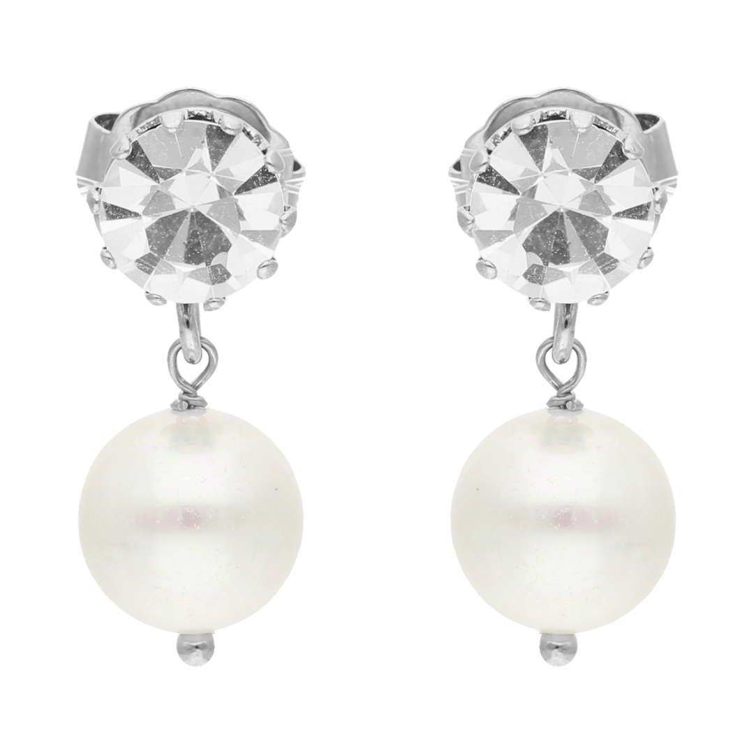 Aretes largos cristal/perla