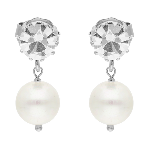 Aretes largos cristal/perla