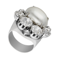Anillo grande cristales/perla