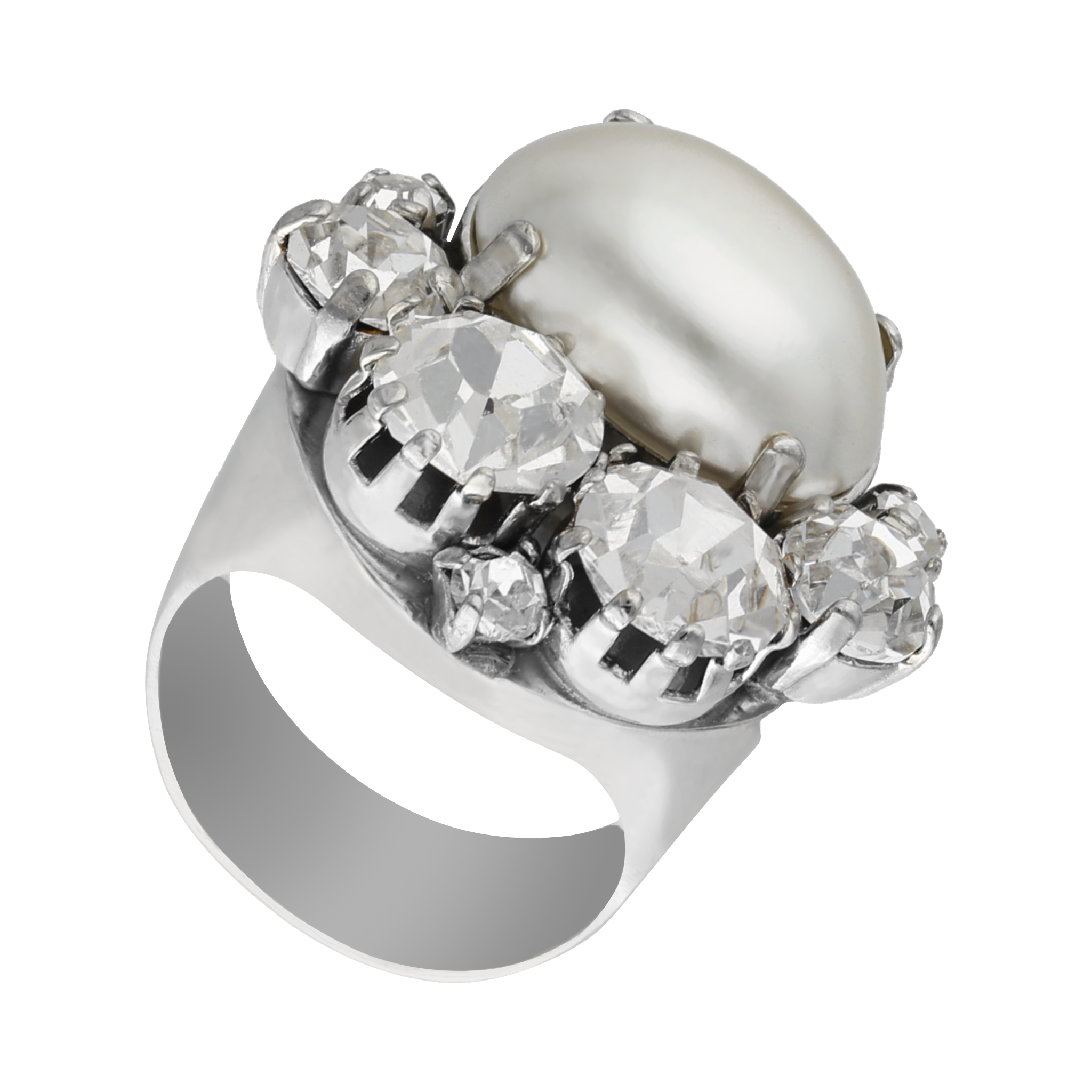 Anillo grande cristales/perla