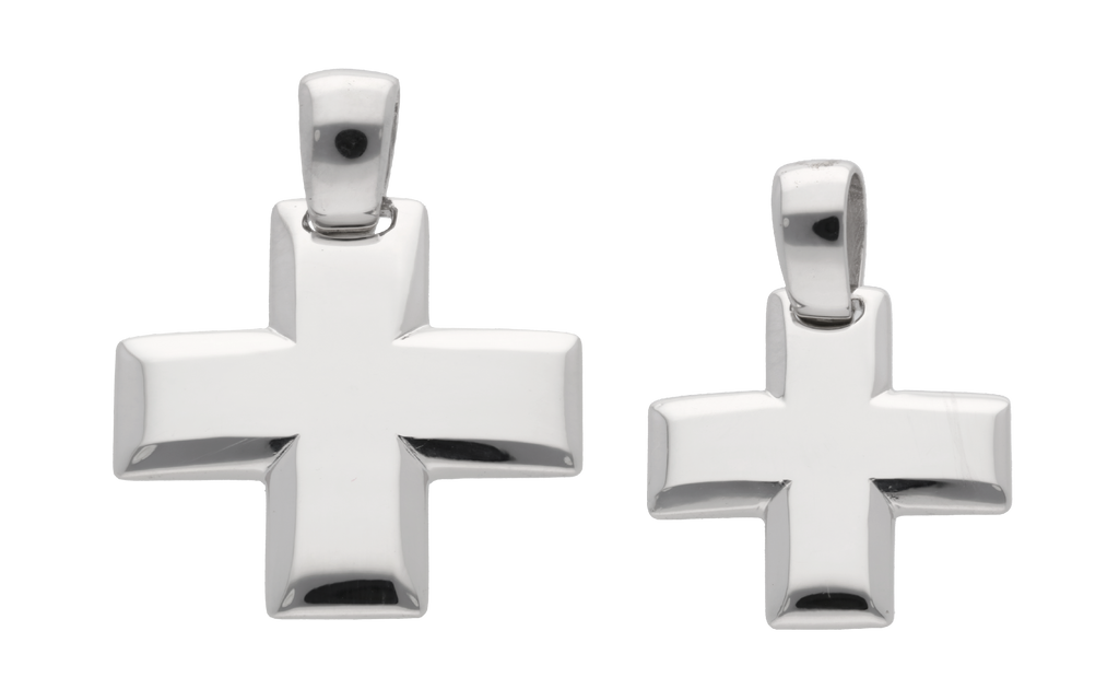 Cruz solida oro blanco 14K