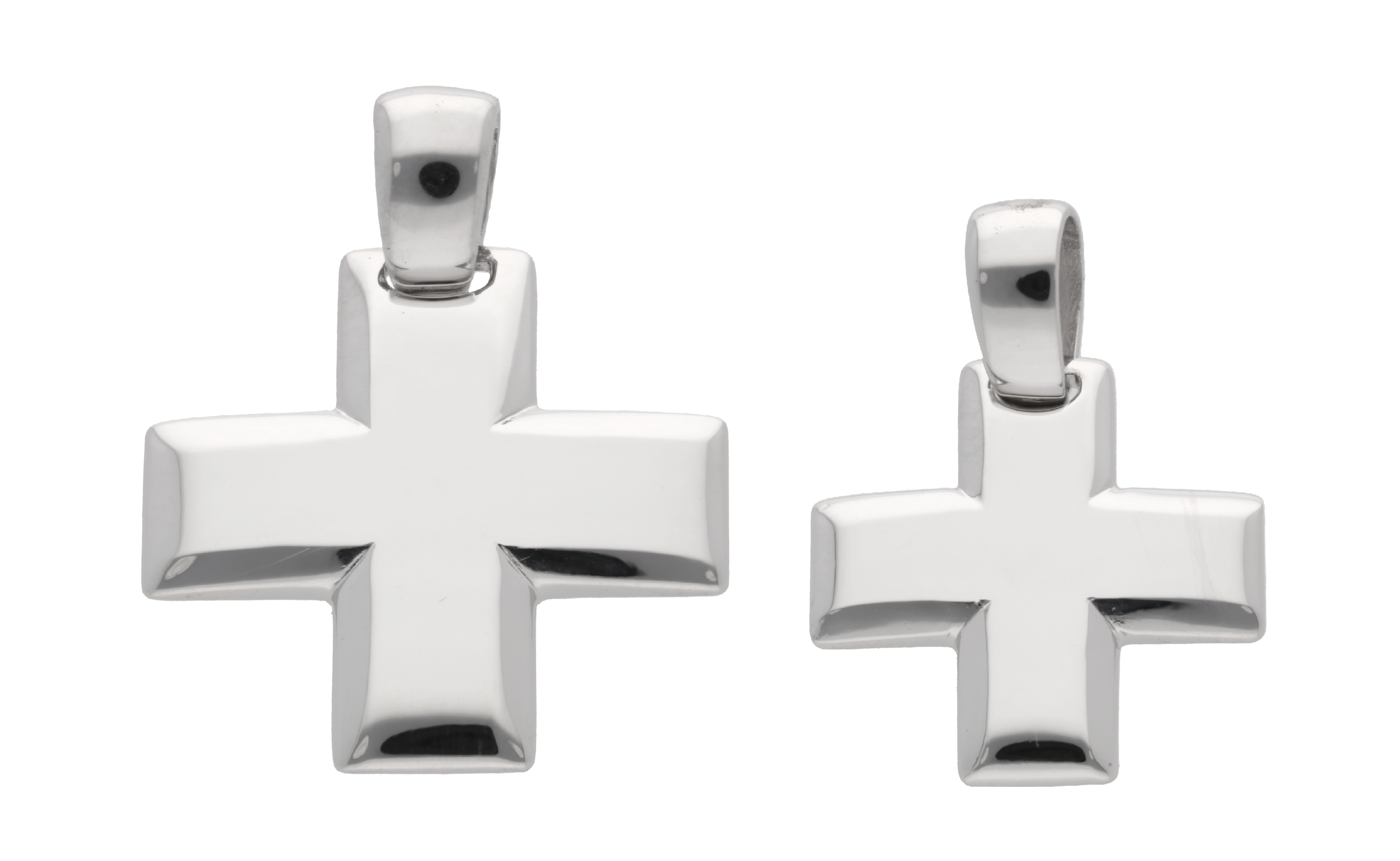 Cruz solida oro blanco 14K