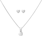Set broquel y collar corazones plata
